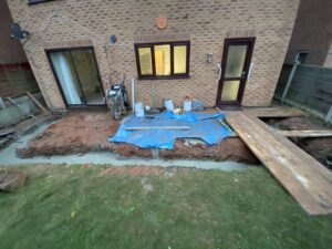 Rear extension strip foundations.