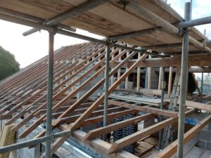 Bungalow pitched roof trusses.