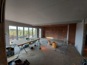 Work in progress open plan kitchen - living area.